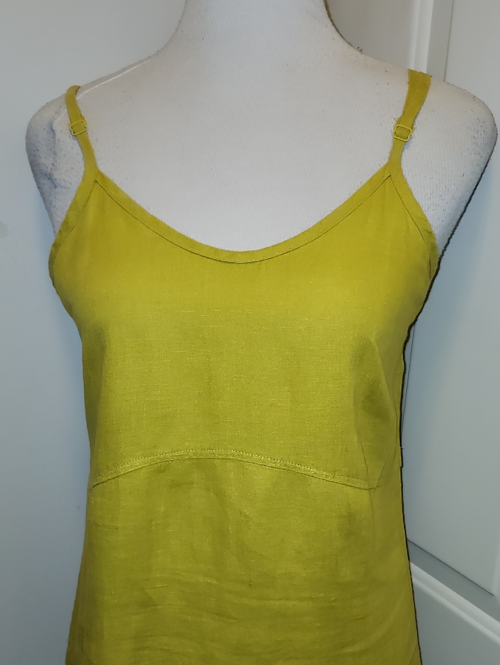 FLAX Linen Slip Dress Small Green - Picture 2 of 7
